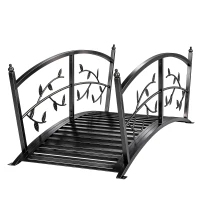 Outsunny 4 FT Metal Garden Bridge with Safety Railings, Outdoor Pond Bridge, Arch Decorative Footbridge for Creek Stream(m-2)