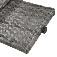 Set of 2 Outdoor Wicker Chaise Lounge with Adjustable Backrest, Ergonomic Recliners with Pull-Out Side Table, 80'' L x 27'' W x 36'' H, Grey(m-12)