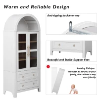 Arched Kitchen Pantry Cabinet with 2 Large Drawers, Stylish Storage Cabinet with Adjustable Shelves, 30'' L x 15.5'' W x 71'' H, White(m-8)