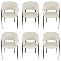 6-Piece Corduroy Side Chair Set with Ergonomic Curved Back, Modern Lounge Chair Set for Living Room, 30.5" L x 21.5" W x 19.5" H, Beige(m-2)