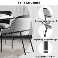 Set of 6 Modern Dining Chairs with Adjustable Anti‑Slip Feet, Upholstered Chairs for Living Areas, 21.5'' L x 21.5'' W x 33.5'' H, Black+Gray(m-6)