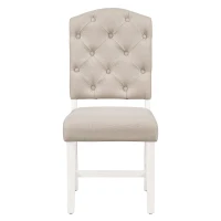 Extendable Dining Table Set with 4 Upholstered Chairs, Stylish Kitchen Table Set with Oak Veneer Top, 54" L x 42" W x 30" H, Off White+Walnut(m-14)