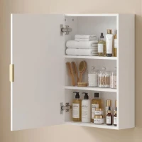 kleankin Bathroom Medicine Cabinet, Modern Wall Cabinet with Adjustable Shelves and Single Door for Laundry Room(m-7)
