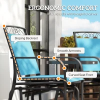 Outsunny Outdoor Glider Chairs with Coffee Table, Patio 2-Seat Rocking Chair Swing with Breathable Sling for Backyard, Blue(m-7)