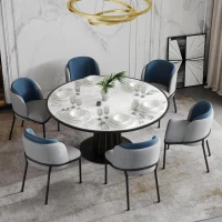 Set of 6 Minimalist Dining Chairs with Ergonomic Contoured Back, Comfortable Chairs for Living Spaces, 21.5'' L x 21.5'' W x 33.5'' H, Blue+Grey(m-1)