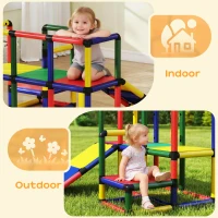 Qaba Kids Climbing Structure, Toddler Climbing Toys with Slide and Platform, Play Gym for Ages 1-6 Years, Mixed Colour(m-6)