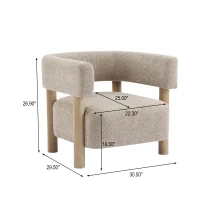 Cozy Accent Armchair with Spring Bag Seat Cushion, Single Lounge Sofa for Bedroom, 30.5" L x 29.5" W x 27" H, Natural Wood+Wheat(m-3)