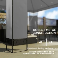 Outsunny 10 x 10 FT Canopy Gazebo, Double Roof Patio Gazebo with Screen Panels and Metal Frame for Deck, Backyard, Light Grey(m-9)