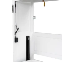 Twin-Size Murphy Bed with LED Light and Foldaway Cabinet, Space-Saving Wall Bed with Desk Conversion, 83" L x 45.5" W x 47" H, Brown+White(m-10)