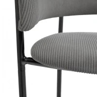 6-Piece Corduroy Side Chair Set with Ergonomic Curved Back, Modern Lounge Chair Set for Living Room, 30.5" L x 21.5" W x 19.5" H, Grey(m-9)