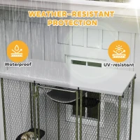 PawHut Catio Outdoor Cat Enclosure, Galvanized Steel Walk-in Cat Cage with Waterproof Cover, 5 Adjustable Platforms, Hammock(m-6)