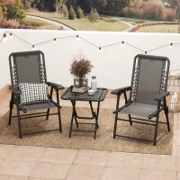 Outsunny 3 Pieces Patio Bistro Set, Outdoor Folding Table and Chairs Set, Metal Patio Furniture Set with Cup Holders(m-10)