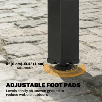 Outsunny Aluminum Expandable Outdoor Dining Table with Tempered Glass Tabletop and Aluminum Frame, for Garden, Backyard, Black(m-9)