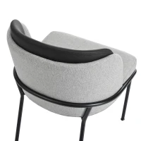 Set of 6 Modern Dining Chairs with Adjustable Anti‑Slip Feet, Upholstered Chairs for Living Areas, 21.5'' L x 21.5'' W x 33.5'' H, Black+Gray(m-11)