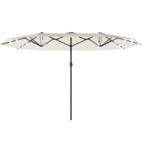 Outsunny 173" Double-Sided Sun Umbrella Garden Parasol Patio Sun Shade Outdoor with LED Solar Light, Cream White(m-2)