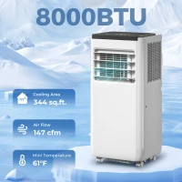 HOMCOM 8000 BTU Portable 4-in-1 Air Conditioner with Cool, Dehumidifier, Fan, Sleep, WiFi Voice Remote Control, White(m-4)