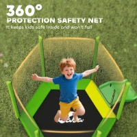 Qaba 85" Trampoline for Kids with Safety Enclosure, Toddler Trampoline with Slide Ladder for Ages 3-6 , Green(m-7)