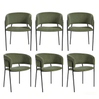 6-Piece Corduroy Side Chair Set with Ergonomic Curved Back, Sleek Lounge Chair Set for Living Room, 30.5" L x 21.5" W x 19.5" H, Green(m-2)