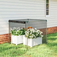 Outsunny Galvanized Steel Crop Cage, Plant Protection Tent with Zippered Door, 4' x 4', Black(m-9)