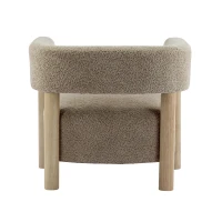 Cozy Accent Armchair with Spring Bag Seat Cushion, Single Lounge Sofa for Bedroom, 30.5" L x 29.5" W x 27" H, Light Camel+Natural Wood(m-11)