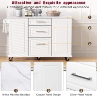 Rolling Kitchen Island with 2‑Tier Pull-Out Organizer, Versatile Storage Cabinet for Open-Plan Kitchens, 50.5'' L x 26.5'' W x 35.5'' H, White(m-4)
