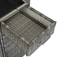 Wicker Outdoor Storage Cabinet with 3 Doors and a Drawer, Weatherproof Bar Table for Patio or Garden, 47.5'' L x 16'' W x 39.5'' H, Grey(m-12)