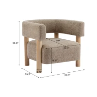 Cozy Accent Armchair with Spring Bag Seat Cushion, Single Lounge Sofa for Bedroom, 30.5" L x 29.5" W x 27" H, Light Camel+Natural Wood(m-3)