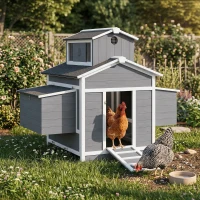 PawHut Chicken Coop for 2 Chickens, Wooden Hen House with Nesting Box, Pull-Out Tray, Ventilation Windows(m-2)
