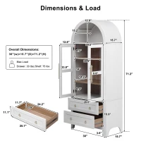 Arched Kitchen Pantry Cabinet with 2 Large Drawers, Stylish Storage Cabinet with Adjustable Shelves, 30'' L x 15.5'' W x 71'' H, White(m-3)