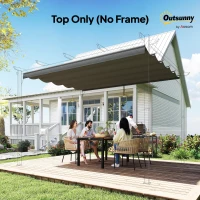 Outsunny 8.2' x 8.4' Retractable Pergola Canopy Replacement for 10' x 10' Frame, Cover Replacement (Cover Top Only), Dark Grey(m-9)