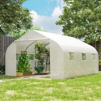 Outsunny 15'x10'x7' Greenhouse Gardening Planting Shed White(m-9)