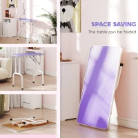 PawHut Foldable Pet Grooming Table for Dogs Cats with Adjustable Arm, Non-slip Surface, Purple(m-5)