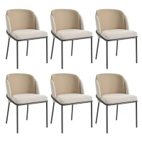 Set of 6 Minimalist Dining Chairs with Ergonomic Contoured Backrest, Durable Chairs Set with Solid Frame, 21.5'' L x 21.5'' W x 33.5'' H, Beige(m-2)