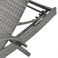 Set of 2 Outdoor Wicker Chaise Lounge with Adjustable Backrest, Ergonomic Recliners with Pull-Out Side Table, 80'' L x 27'' W x 36'' H, Grey(m-13)