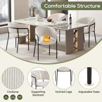 4-Piece Corduroy Side Chair Set with Ergonomic Curved Back, Modern Lounge Chair Set for Living Room, 30.5" L x 21.5" W x 19.5" H, Beige(m-4)