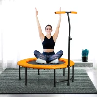 Soozier 39" Mini Exercise Trampoline w/ Adjustable T-Bar Indoor Fitness Rebounder Orange(m-1)
