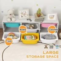 Qaba Kids Toy Storage Organizer with 6 Removable Plastic Bins for Toddlers, Toy Box for Bedroom, Nursery, Playroom(m-4)