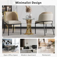 Set of 6 Minimalist Dining Chairs with Ergonomic Contoured Backrest, Durable Chairs Set with Solid Frame, 21.5'' L x 21.5'' W x 33.5'' H, Beige(m-4)