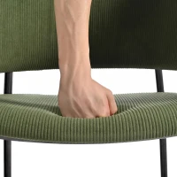 Modern Corduroy Side Chair with Ergonomic Curved Back, Minimalist Lounge Chair for Living Room, 30.5" L x 21.5" W x 19.5" H, Green(m-7)