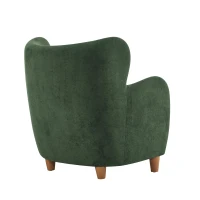 Luxe Wingback Armchair with Pocket-Spring Cushion, Elegant Lounge Chair for Living Room, 31" L x 32" W x 33" H, Light Teak+Olive Green(m-9)