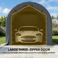 Outsunny 10' x 19' Heavy Duty Carport, Portable Garage Car Canopy Tent Shelter with Reinforced Galvanized Frame, Dark Grey(m-6)