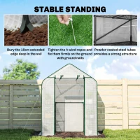 Outsunny Greenhouse for Outdoors, Portable Greenhouse with 6 Shelves, UV-Resistant PE Cover, Roll-Up Door, White(m-7)