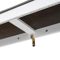 Twin-Size Murphy Bed with LED Light and Foldaway Cabinet, Space-Saving Wall Bed with Desk Conversion, 83" L x 45.5" W x 47" H, Brown+White(m-8)