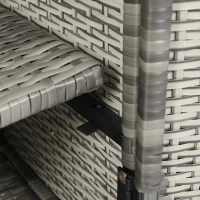 Wicker Outdoor Storage Cabinet with 3 Doors and a Drawer, Weatherproof Bar Table for Patio or Garden, 47.5'' L x 16'' W x 39.5'' H, Grey(m-11)