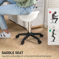 HOMCOM Saddle Stool, Adjustable Rolling Stool, White(m-6)