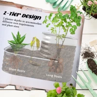 Outsunny 4'x3'x1' Outdoor Raised Garden Bed, 2-Tier Galvanized Planter Box with Safety Edging for Vegetable, Flower, Fruit(m-4)