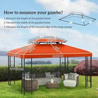 Outsunny 13' x 10' Gazebo Replacement Canopy 2 Tier Top UV Cover Pavilion Garden Patio Outdoor, Rust Red (TOP ONLY)(m-3)