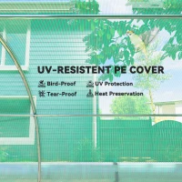 Outsunny Walk-in Tunnel Greenhouse, Plant Hot House with Sunshade Net, Roll-up Mesh Sidewalls, 2 Doors, 6.6' x 10' x 6.5' , Green(m-6)