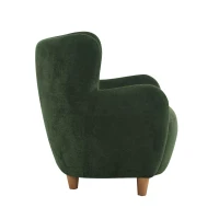 Luxe Wingback Armchair with Pocket-Spring Cushion, Elegant Lounge Chair for Living Room, 31" L x 32" W x 33" H, Light Teak+Olive Green(m-10)