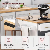 Rolling Kitchen Island with Drop-Leaf Rubberwood Top, Versatile Storage Cart for Contemporary Homes, 59.5'' L x 29.5'' W x 35.5'' H, White(m-6)